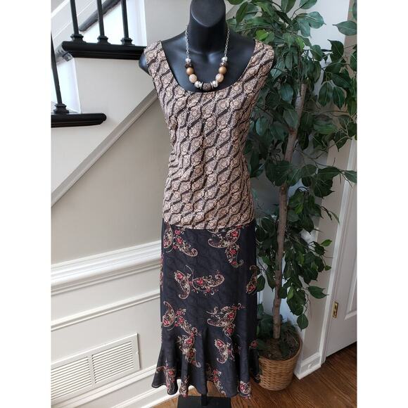 Emma & James 3 Piece Skirt Suit Women Size 14 Black Floral Collar Button Front - Picture 2 of 13